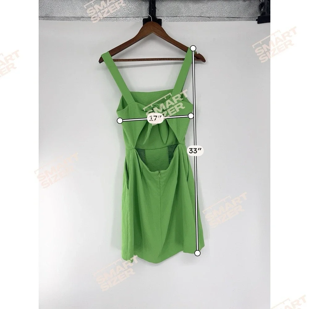 Wilfred Dress Womens 4 Green Mini Aritzia Tie Keyhole Back Cut Out Square‎ Neck
